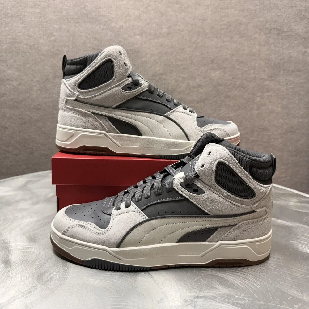 Puma Rebound Joy Mid Mens Sneakers Grey‎ White High Top 402452-01 Size 9